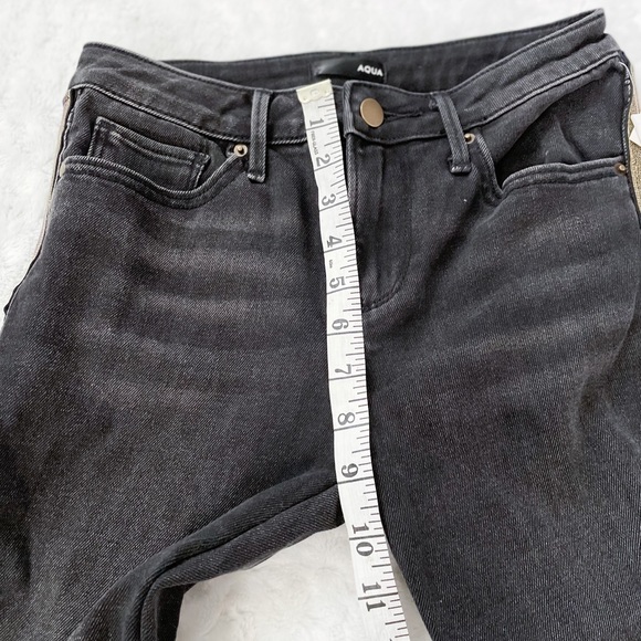 NWT-AQUA Glitter Side Striped Black Frayed Jeans - Picture 8 of 12